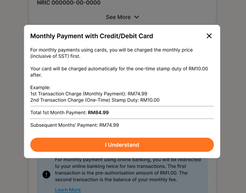 Oyen Monthly Payment with Credit_Debit Card